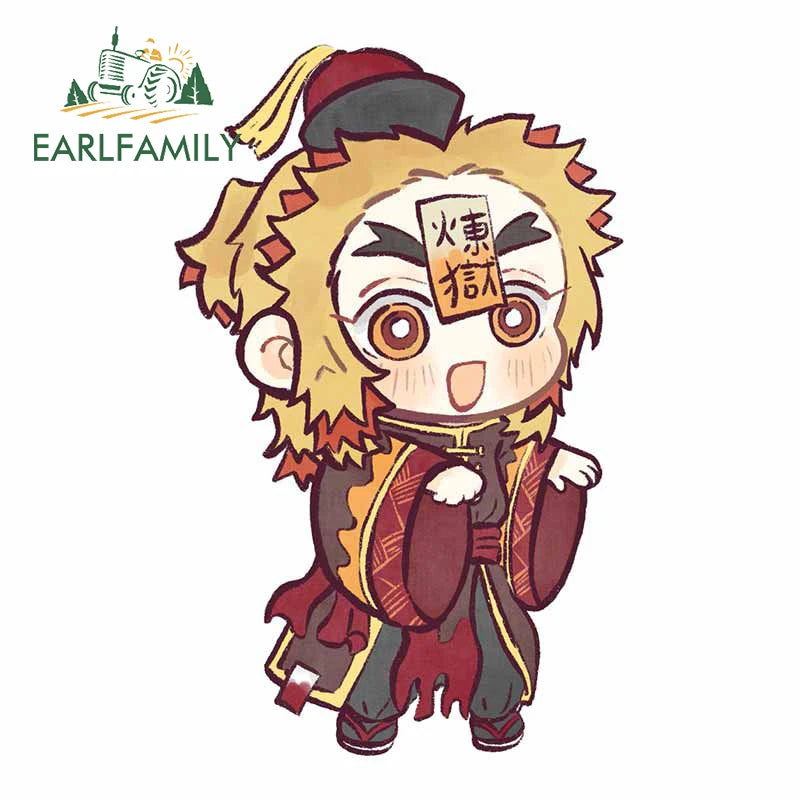 EARLFAMILY Funny Rengoku Kyoujurou Car Sticker JDM Door Windows Decal Cartoon Waterproof Sunscreen Car Accessories