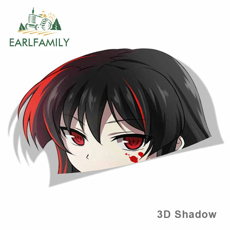 EARLFAMILY Funny Girl Peek Car Sticker Anime Peeker Vinyl JDM Cartoon Japan Car Styling Window Trunk Laptop 3D Vinyl Decal