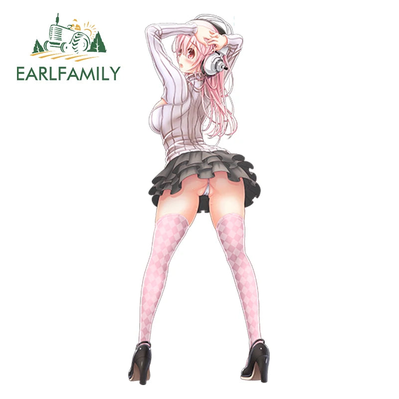 EARLFAMILY Car Sticker for Super Sonico Warning Slap Stickers Anime Vinyl JDM Rear Windshield Bumper Decal Car Accessories