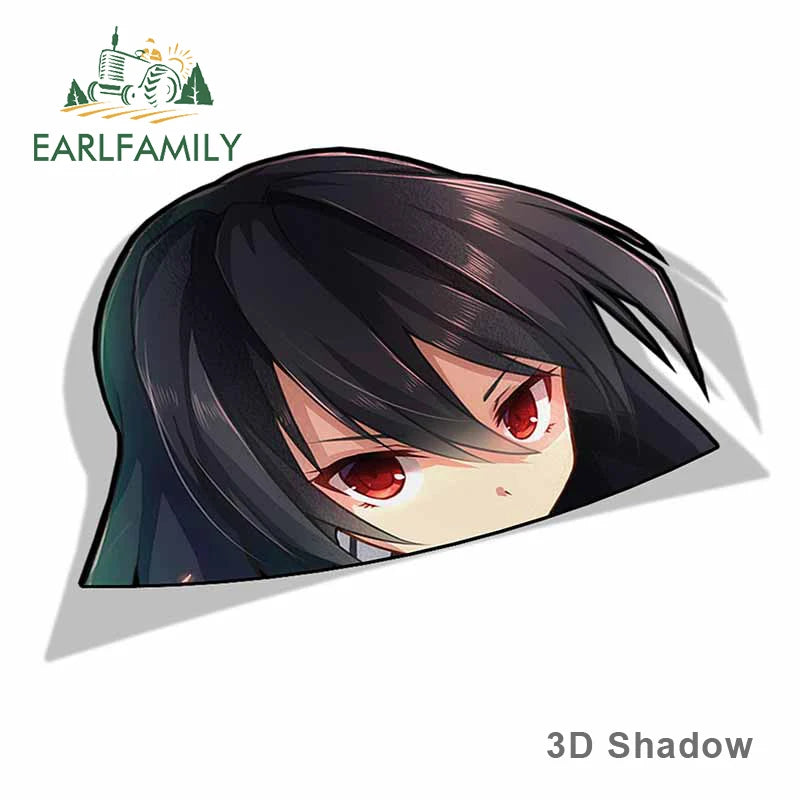EARLFAMILY Funny Girl Peek Car Sticker Anime Peeker Vinyl JDM Cartoon Japan Car Styling Window Trunk Laptop 3D Vinyl Decal