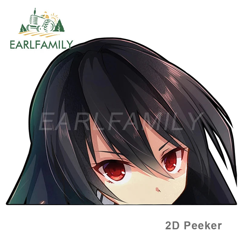 EARLFAMILY Funny Girl Peek Car Sticker Anime Peeker Vinyl JDM Cartoon Japan Car Styling Window Trunk Laptop 3D Vinyl Decal
