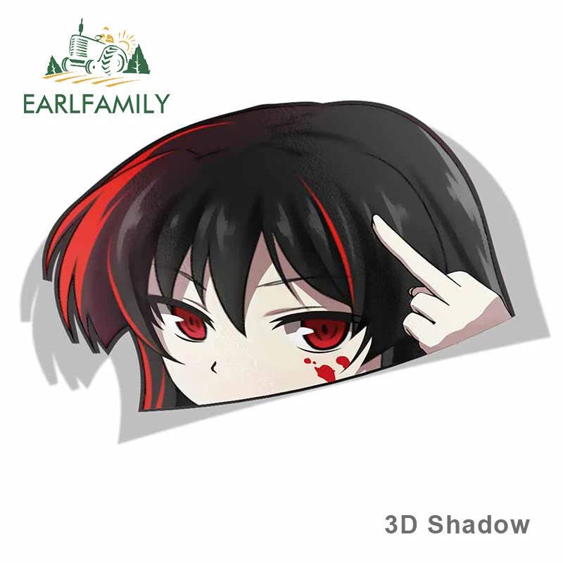 EARLFAMILY Funny Girl Peek Car Sticker Anime Peeker Vinyl JDM Cartoon Japan Car Styling Window Trunk Laptop 3D Vinyl Decal