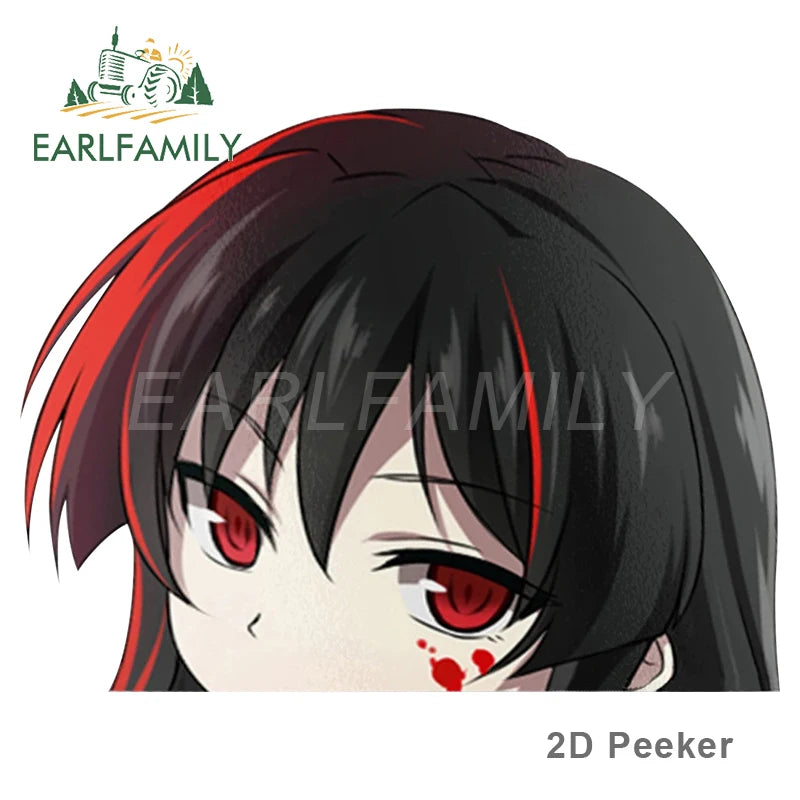EARLFAMILY Funny Girl Peek Car Sticker Anime Peeker Vinyl JDM Cartoon Japan Car Styling Window Trunk Laptop 3D Vinyl Decal