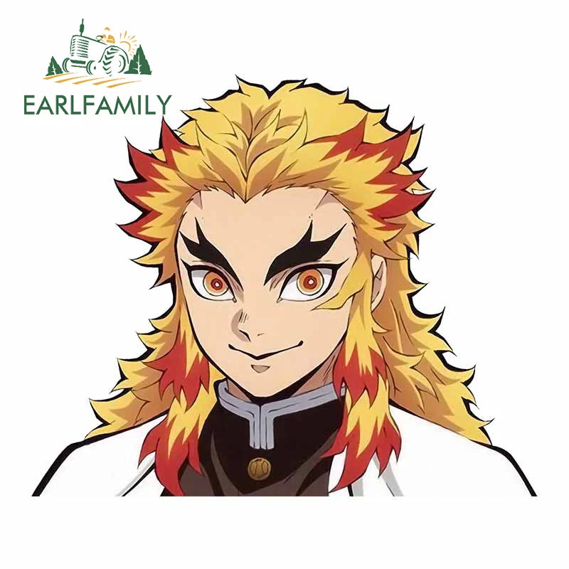 EARLFAMILY Funny Rengoku Kyoujurou Car Sticker JDM Door Windows Decal Cartoon Waterproof Sunscreen Car Accessories