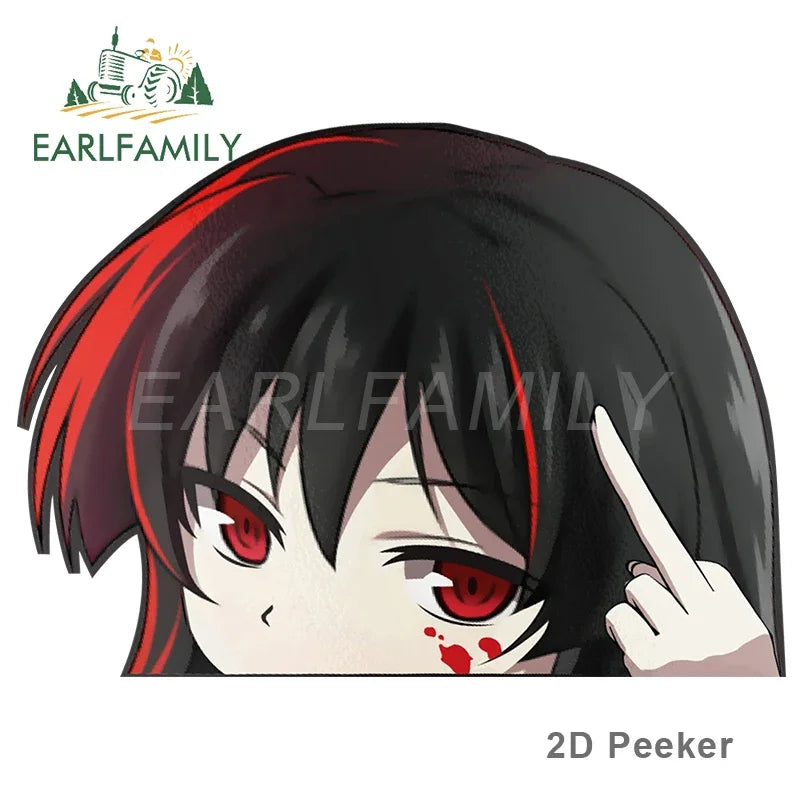 EARLFAMILY Funny Girl Peek Car Sticker Anime Peeker Vinyl JDM Cartoon Japan Car Styling Window Trunk Laptop 3D Vinyl Decal