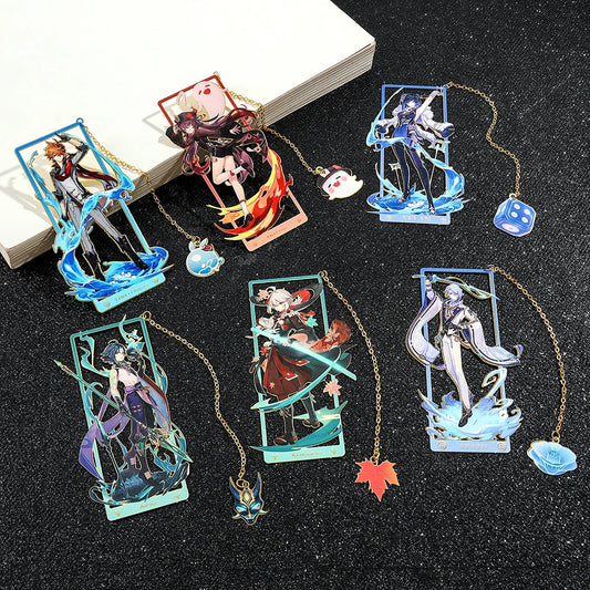 Genshin Impact Metal Bookmark – Elegant Anime Page Marker, Collectible Gift for Book Lovers & Fans