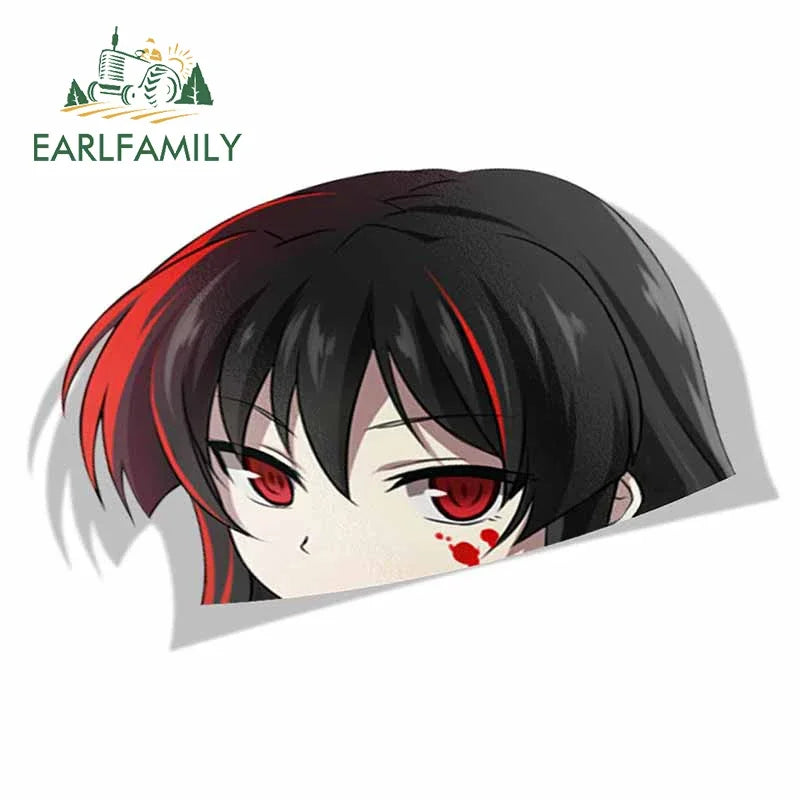 EARLFAMILY Funny Girl Peek Car Sticker Anime Peeker Vinyl JDM Cartoon Japan Car Styling Window Trunk Laptop 3D Vinyl Decal