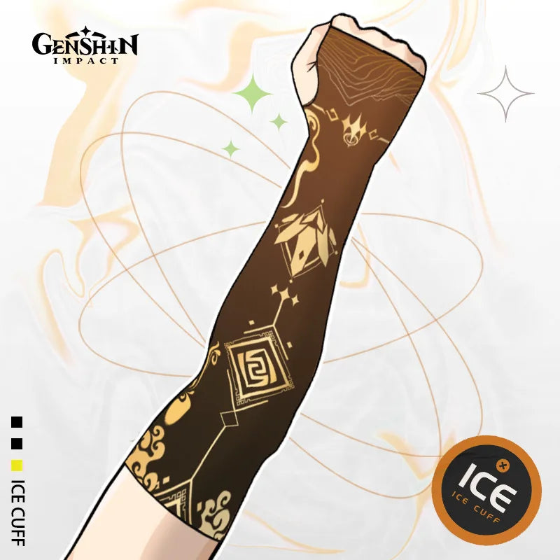 Game Impact Arm Sleeves Ice Silk Fabric Breathable Quick Dry Running Sportswear Sun UV Protection Long Arm Cover Arm Sleeves