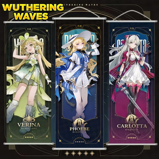 New Wuthering Waves Scroll Poster Jinhsi Rover Changli Hanging Decoration Carlotta Montelli Verina Camellya Wall Poster 25*70cm