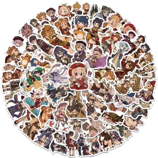 60pcs Cute Cartoon Game Genshin Impact Stickers Kids Anime Water Bottle Decals Luggage Laptop Guitar Phone Waterproof Graffiti