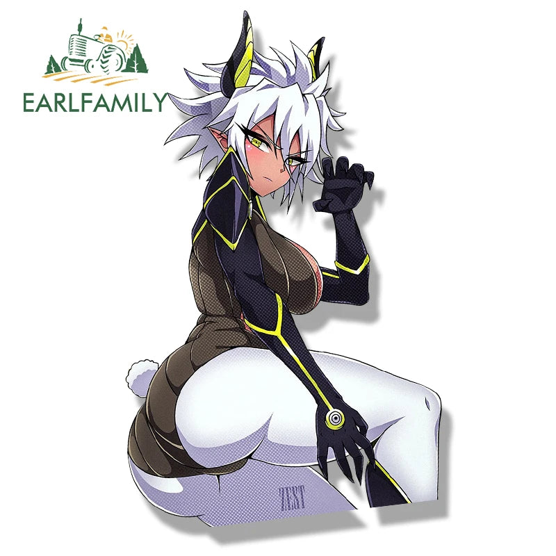 EARLFAMILY Devil Bunny Car Sticker Gothic Tattoo Waifu Creative Decal Motorcycle Racing Rear Window Toolbox Stickers Car Styling