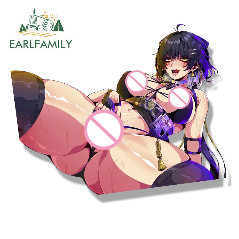 EARLFAMILY Gyaru Rover Fanart Car Sticker Wuthering Waves Chibi Big Head Sketch Decal Ahegao Girl Waifu Peeker Graffiti Stickers