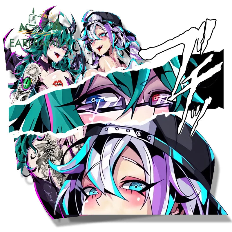 EARLFAMILY HOLO Aruna x Boba Chan Collab Car Sticker Hot Girl Waifu Die Cut Fanart Decal Tattoo Graffiti Cartoon Peeker Stickers