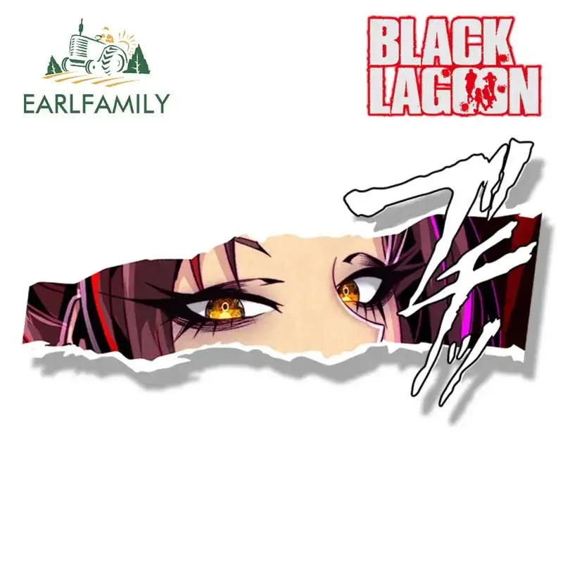 EARLFAMILY Gothic Tattoo Revy Fanart Car Sticker Cartoon Anime Sketch Waifu Decal JDM Cartoon Peek Girl Graffiti Stickers