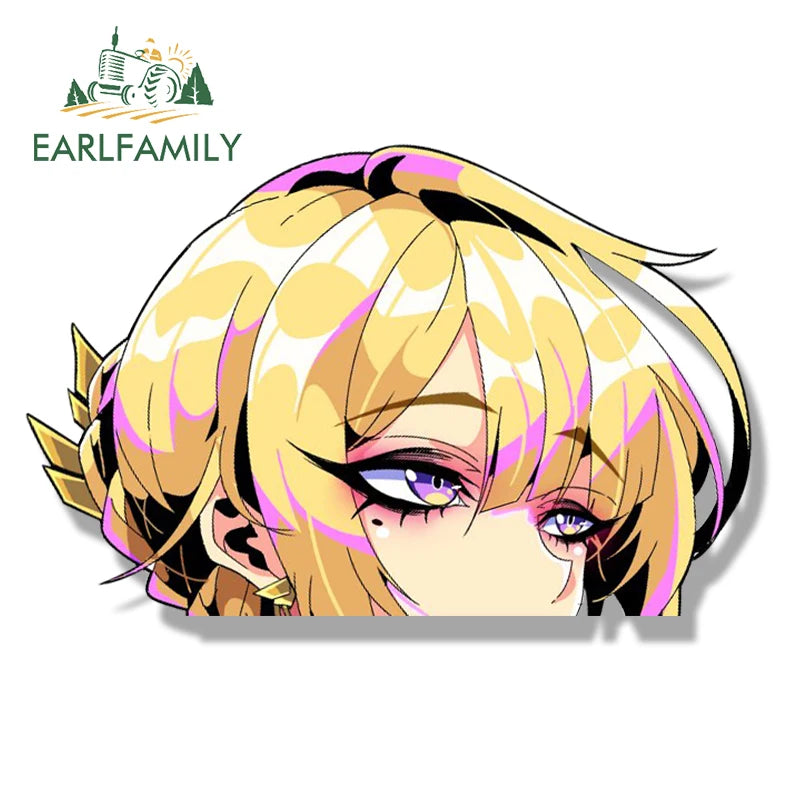 EARLFAMILY Evelyn Chevalier Fanart Car Sticker Anime Zenless Zone Zero Waifu Decal JDM Cartoon Peek Girl Graffiti Slap Stickers