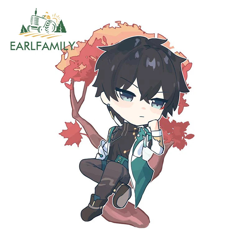 EARLFAMILY Chibi Dan Heng Car Sticker Funny Big Head Anime Honkai Star Rail Decal JDM Motorcycle Car Racing Graffiti Decoration