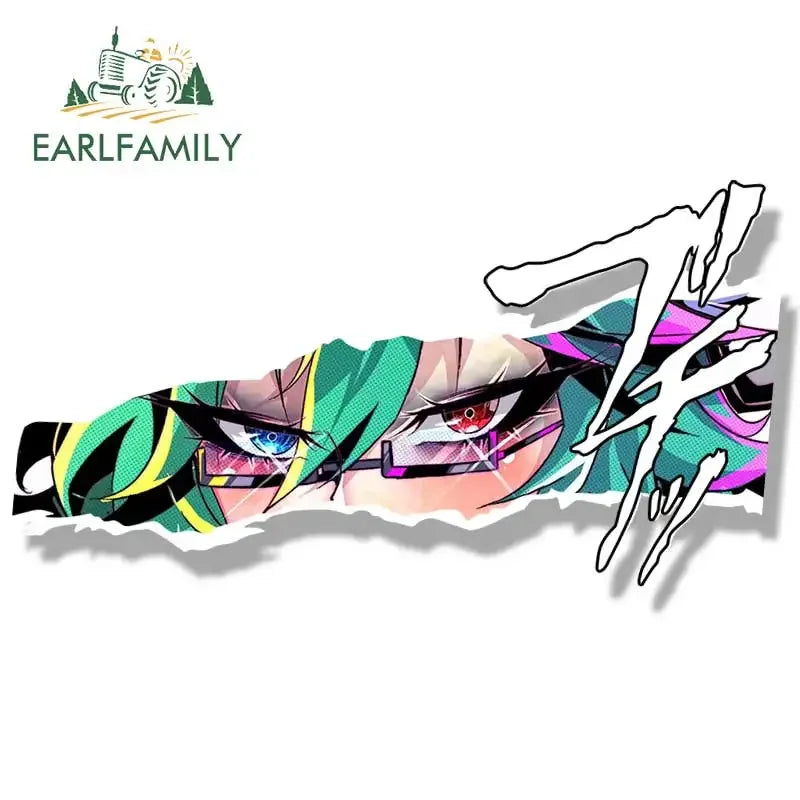 EARLFAMILY Cow Aruna Peek Car Sticker Anime Sketch Waifu Decal Window Trunk Decoration JDM Cartoon Peeker Girl Fanart Stickers