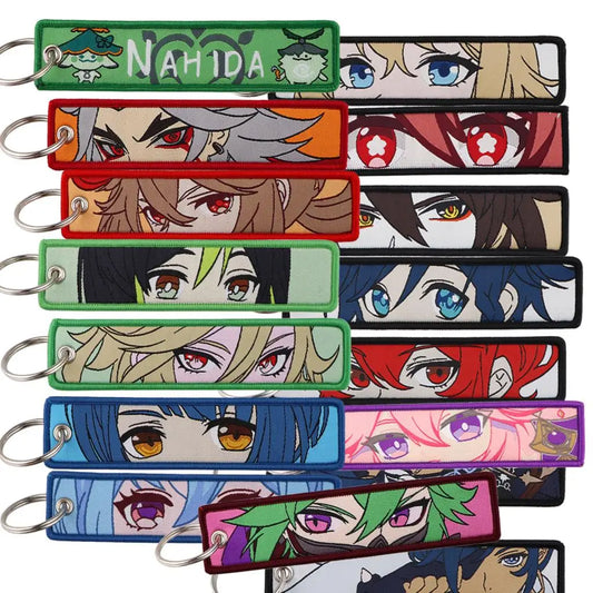 Genshin Impact Embroidered Keychain – Fashion Key Tag for Cars, Motorcycles, Bags & Backpacks, Key Ring