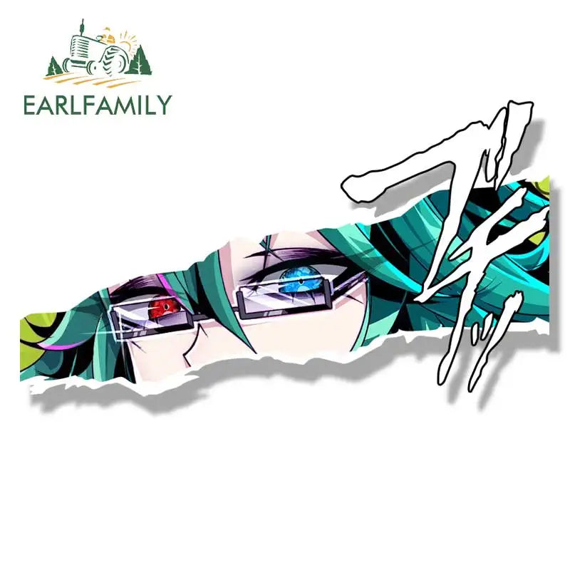 EARLFAMILY Cow Aruna Peek Car Sticker Anime Sketch Waifu Decal Window Trunk Decoration JDM Cartoon Peeker Girl Fanart Stickers