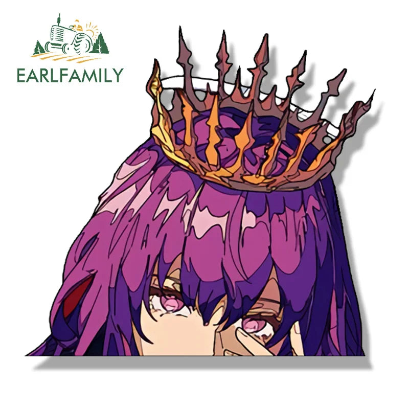EARLFAMILY Queen Kafka Fanart Car Sticker Chibi Big Head Honkai Star Rail Waifu Decal Cartoon Peek Girl Graffiti Slap Stickers