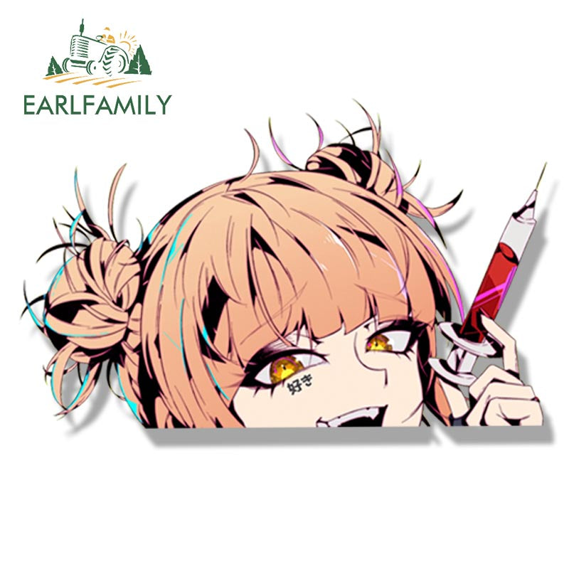 EARLFAMILY Himiko Toga Street Tattoo Fanart Peek Car Sticker Anime SUGOI DEKAI Decal JDM Cartoon Waifu Stickers
