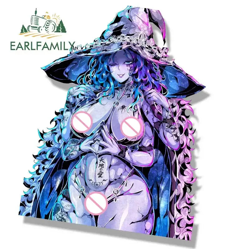 EARLFAMILY Gyaru Ranni Ring Game Fanart Car Sticker Moon Witch NSFW Sketch Waifu Decal JDM Cartoon Magic Girl Graffiti Stickers