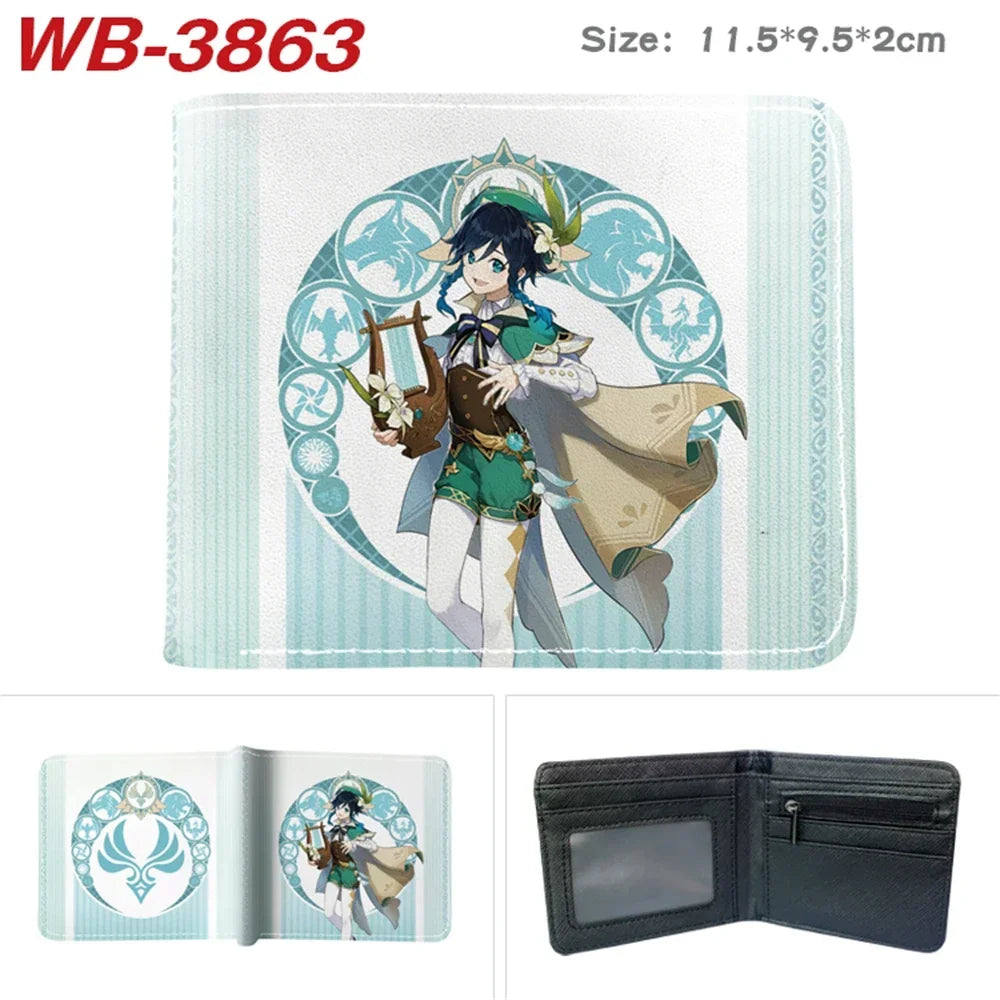 Lisa Anime Figures Hot Game Genshin Impact Wallet for Boys and Girls Short Purse with Credit Card Holder