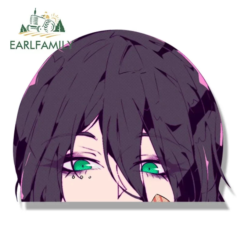 EARLFAMILY Gyaru Reze Fanart Car Sticker Anime Sketch Waifu Decal JDM Cartoon Peek Girl Bomb Demon Graffiti Sticker