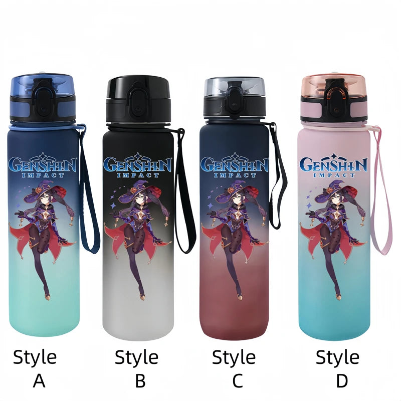 650ML Genshin Impact  Game Figure Water Cup Portable Children's  Plastic Outdoor Sports Large Capacity Anti-drip Water Bottle