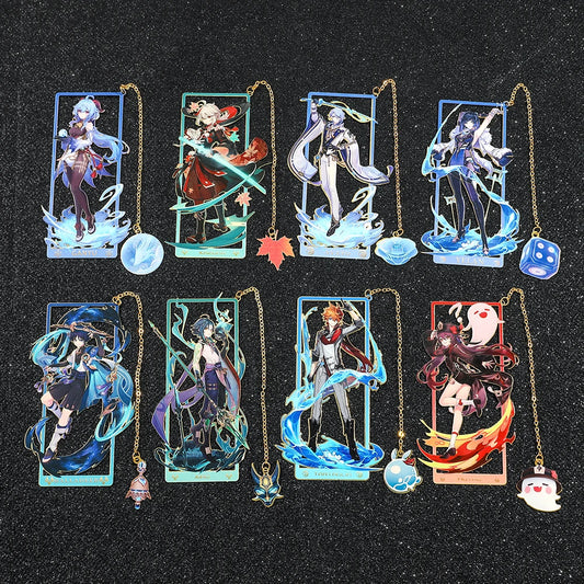 Genshin Impact Metal Bookmark – Elegant Anime Page Marker, Collectible Gift for Book Lovers & Fans