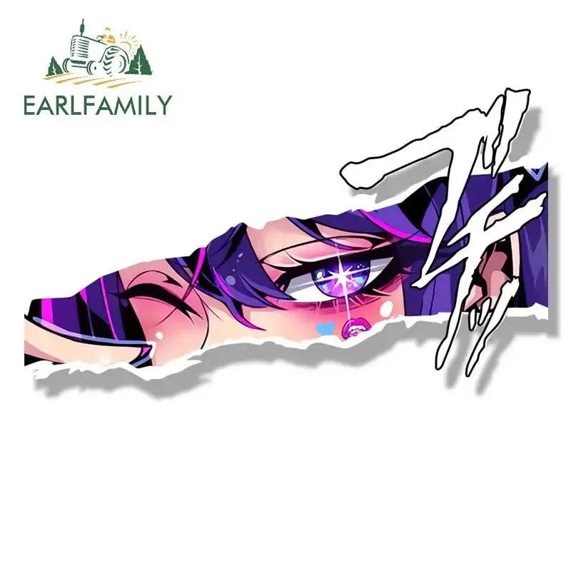 EARLFAMILY JK Uniform Ai Hoshino Fanart Car Sticker Anime Sketch Waifu Decal JDM Cartoon Peek Girl Graffiti Stickers Car Wrap
