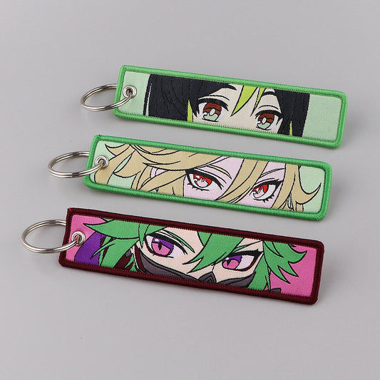 Genshin Impact Embroidered Keychain – Fashion Key Tag for Cars, Motorcycles, Bags & Backpacks, Key Ring