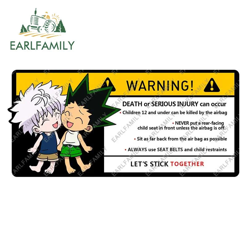 EARLFAMILY 15cm x 8.2cm Cartoon Anime Car Sticker for GON FREECSS Warning Decal Vinyl JDM Window Trunk Stickers Car Wrap