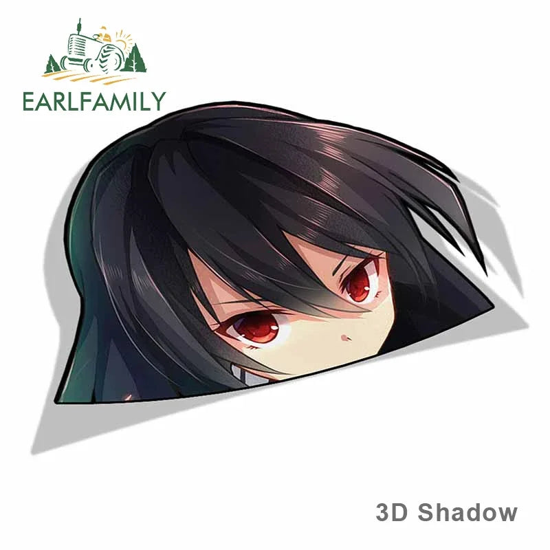 EARLFAMILY Funny Girl Peek Car Sticker Anime Peeker Vinyl JDM Cartoon Japan Car Styling Window Trunk Laptop 3D Vinyl Decal