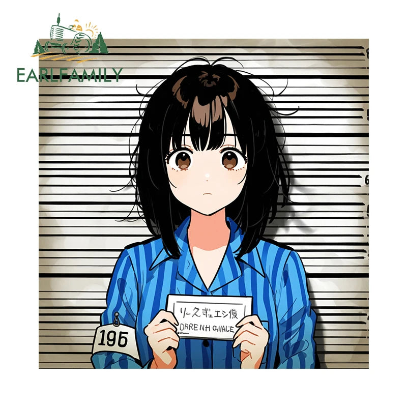 EARLFAMILY 13cm x 8.5cm Mia Fey Prisoner Car Sticker Anime Case #562378 LA County Police Department Decal Cartoon Car Styling