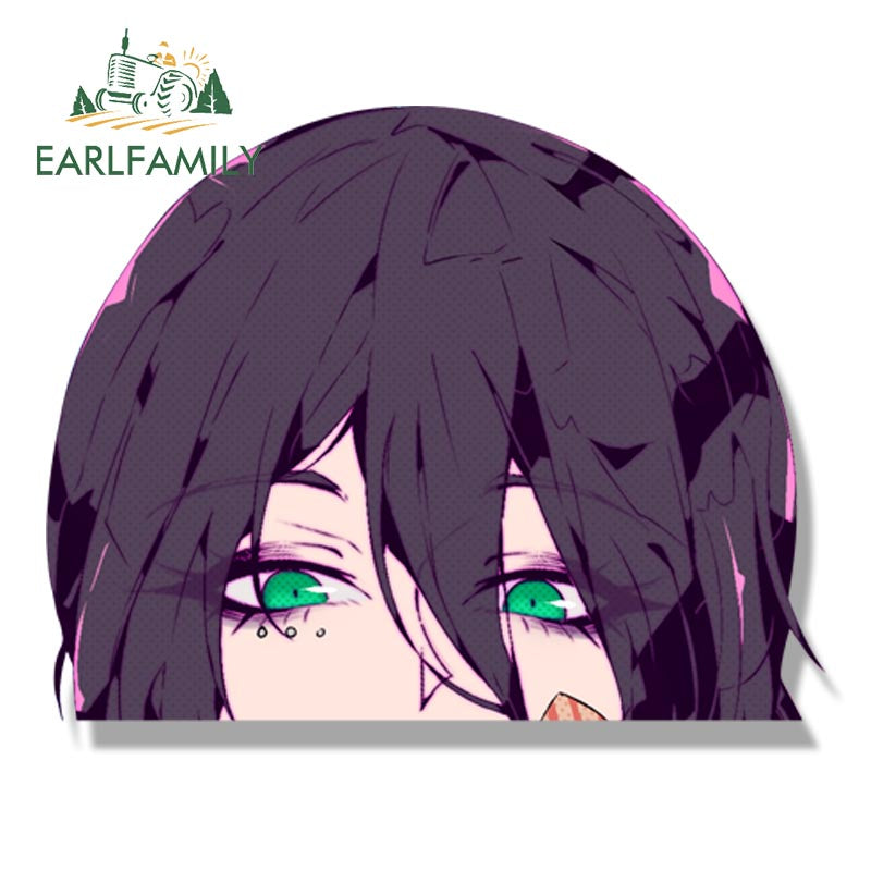 EARLFAMILY Gyaru Reze Fanart Car Sticker Anime Sketch Waifu Decal JDM Cartoon Peek Girl Bomb Demon Graffiti Sticker