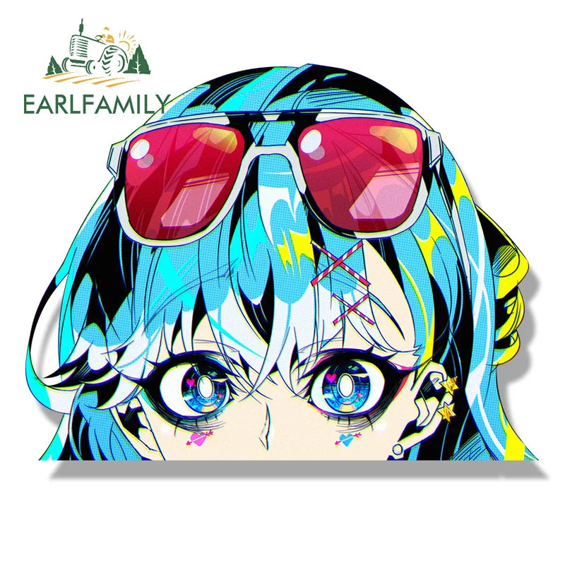 EARLFAMILY Hololive Kobo Kanaeru Fanart Car Sticker Hot Sketch Waifu Decal Cartoon Peek Girl Graffiti Stickers Car Accessories