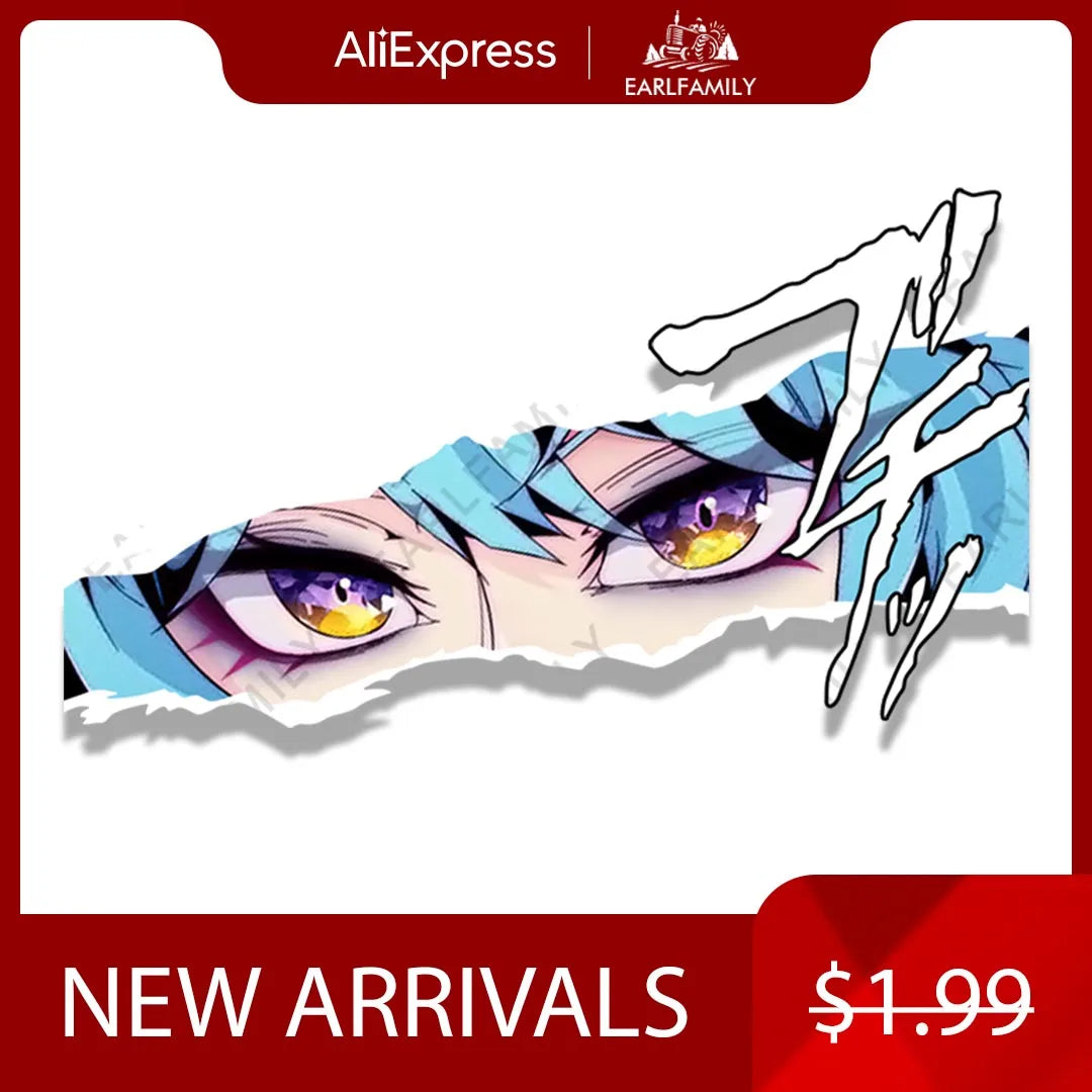 EARLFAMILY Street Punk Eula Fanart Car Sticker Anime Genshin Impact Sketch Waifu Decal JDM Cartoon Peeker Girl Stickers Car Wrap