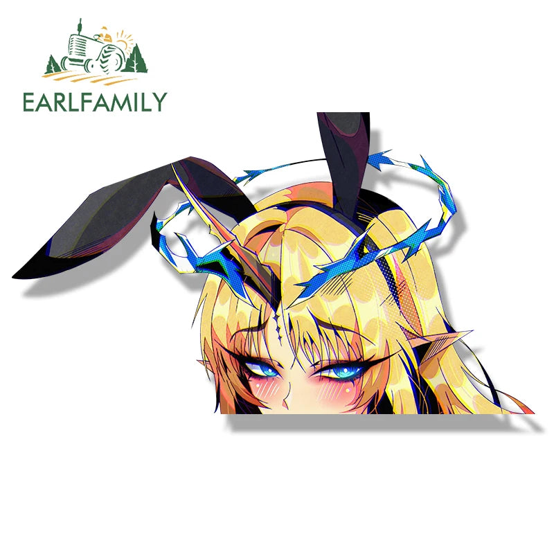 EARLFAMILY Bunny Fleurdelys Fanart Car Sticker Wuthering Waves Sketch Waifu Decal JDM Cartoon Peek Girl Graffiti Slap Stickers