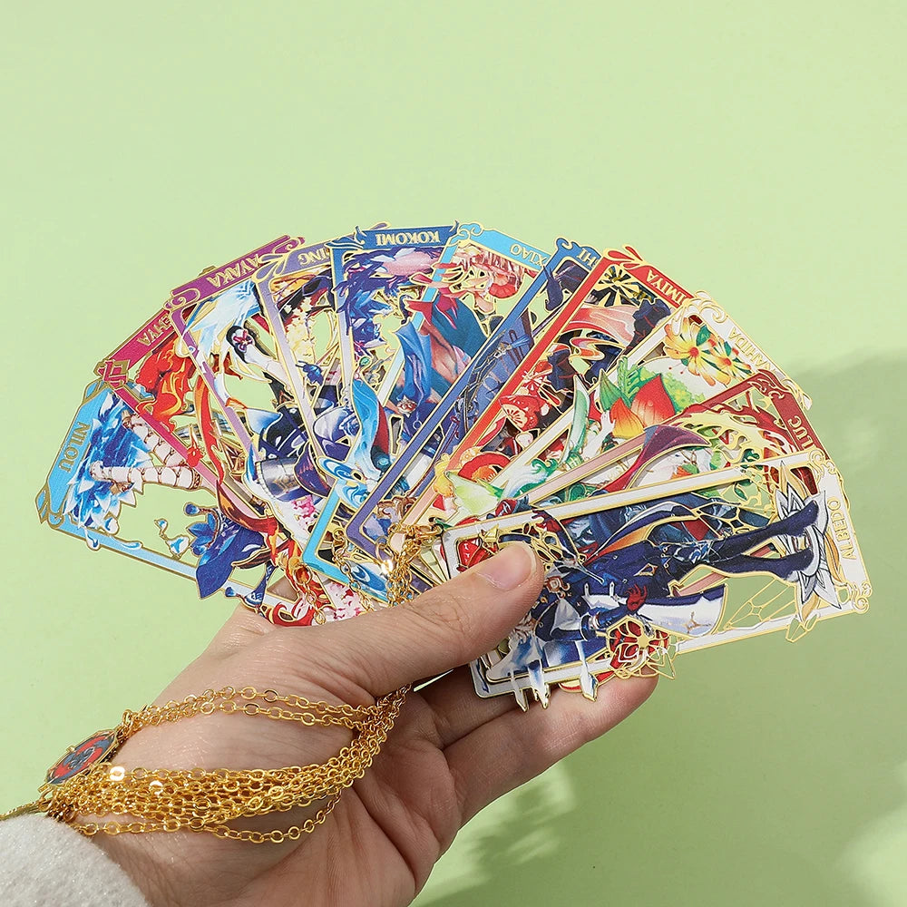 26 Styles Delicate Genshin Impacts Figure Creative Metal Bookmarks for Books Lover Gifts Game Fans Collection for Friends