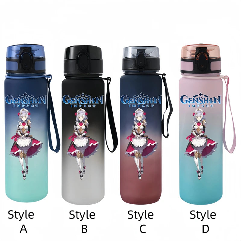 650ML Genshin Impact  Game Figure Water Cup Portable Children's  Plastic Outdoor Sports Large Capacity Anti-drip Water Bottle