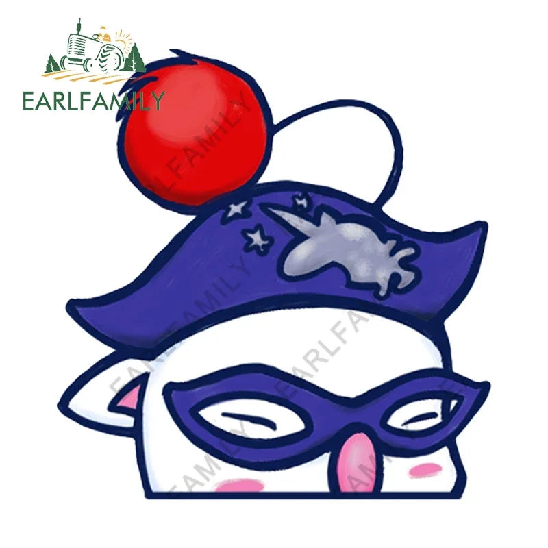 EARLFAMILY 13cm x 10cm Cartoon Moogle Peeker Car Sticker Mascot Chibi Big Head Decal Window Car Bumper Decoration
