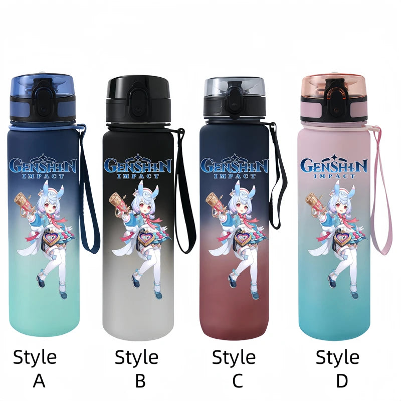 650ML Genshin Impact  Game Figure Water Cup Portable Children's  Plastic Outdoor Sports Large Capacity Anti-drip Water Bottle