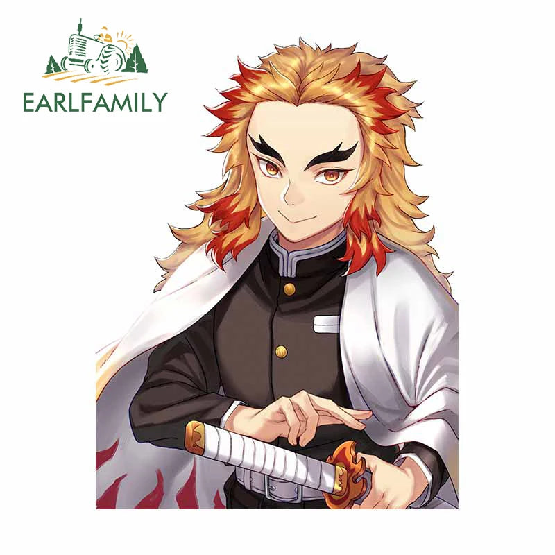 EARLFAMILY Funny Rengoku Kyoujurou Car Sticker JDM Door Windows Decal Cartoon Waterproof Sunscreen Car Accessories