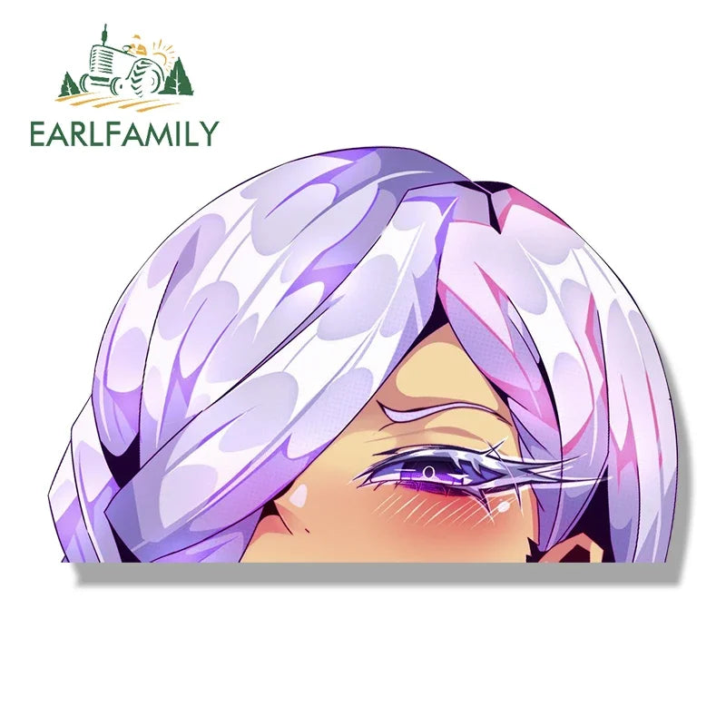 EARLFAMILY Happi Meimei Fanart Car Sticker Anime Chibi Big Head Waifu Decal NSFW Cartoon Peek Girl Ahegao Slap Graffiti Stickers