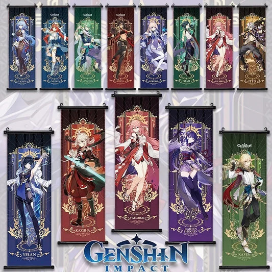Genshin Impact Poster – Canvas Wall Art Scroll Painting, Hot Game Prints for Home Decoration