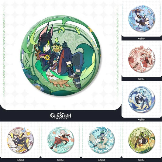 58mm Game Genshin Impact Blooming Festival Tighnari Collei Kaedehara Kazuha Cosplay COSTUME Badge Pin SPTE Tinplate Brooch Prop