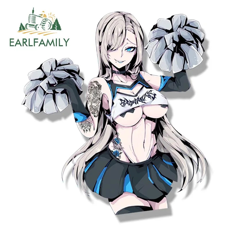 EARLFAMILY Cheerleader Asuna Ichinose Fanart Peeker Car Sticker Anime Blue Archive Waifu Decal JDM Cartoon Graffiti Peek Sticker