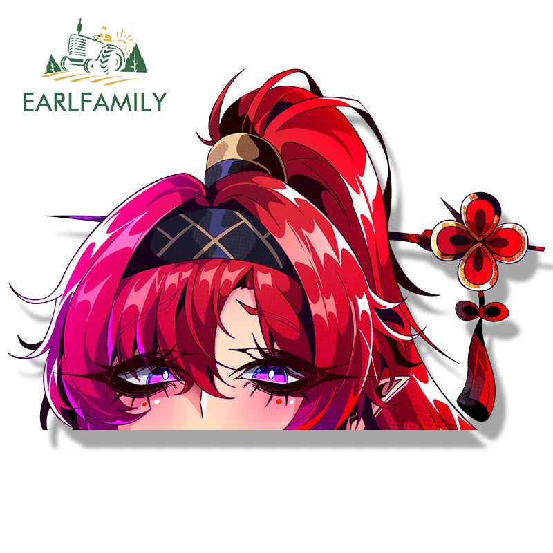 EARLFAMILY Gyaru YinLin Fanart Car Sticker Wuthering Waves Chibi Big Head Decal Waifu Peeker Graffiti Sketch Stickers Car Wrap