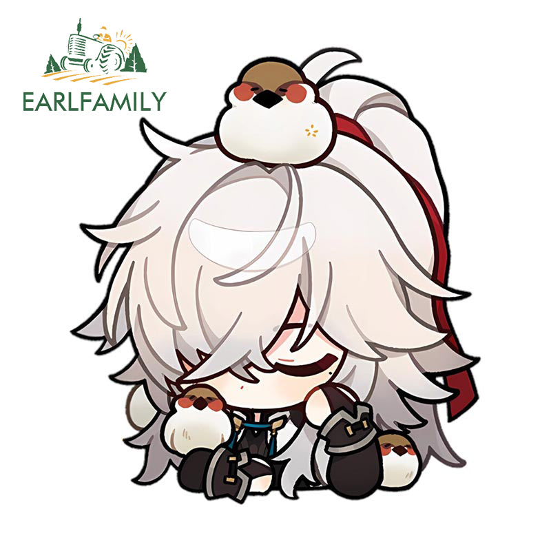 EARLFAMILY Chibi Jing Yuan Sleepy Cat Car Sticker Anime Honkai Star Rail Big Head Peek Decal JDM Motorcycle Car Racing Graffiti
